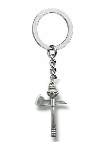 Kuru Kafa Figürlü Balta Anahtarlık Zamak Metal Unisex Gotik Aksesuar
