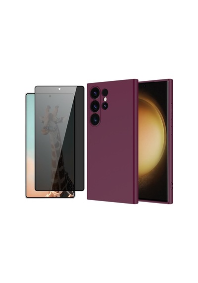 Vendas Galaxy S25 Ultra Uyumlu Kılıf Zore Mara Lansman Kapak + Hayalet Cam Ekran Koruyucu Koyu Mor