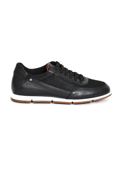 Tuna Hakiki Deri/tekstil Siyah Erkek Sneaker Ayakkabı - 241336 Siyah