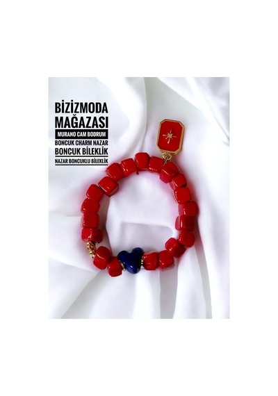 Murano Cam Bodrum Boncuk Charm Nazar Boncuk Bileklik Nazar Boncuklu Bileklik Kırmızı 12746158