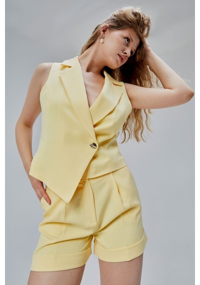 Bolivente Sarı Regular Fit Rahat Kesim Şort Sarı