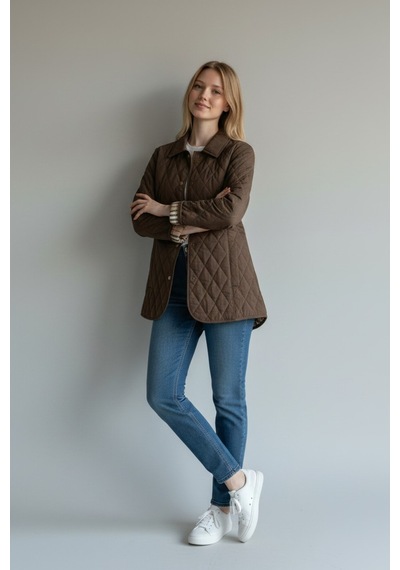 CottonCool Kadın Kapitone Mont Kahverengi