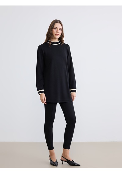 Lcwaıkıkı Classic Siyah Dik Yaka Soft Touch Kadın Sweatshirt Tunik