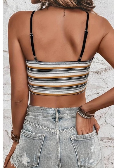 Bella Notte Retro Fitilli Askılı Crop Atlet Çok Renkli