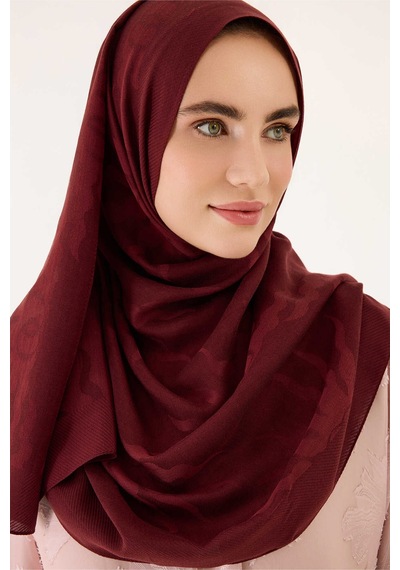 İmannooor Güneş Doğarken Bordo Shiny Jakar Şal 70x200