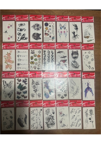 Airbrush Tattoo Minimal Yapıştırma Geçici Dövme Seti 30'lu Seri1