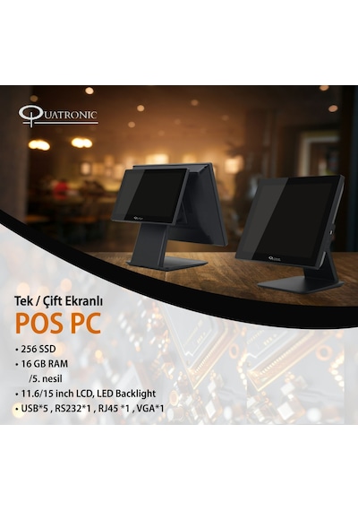 Quatronıc 15" Dokunmatik P155 Ryzen 3 5300u-16gb Ram-256gb Ssd-fdos Pos Pc