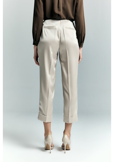 Lisa Saten Duble Paça Pantolon - Taş-137244 Taş