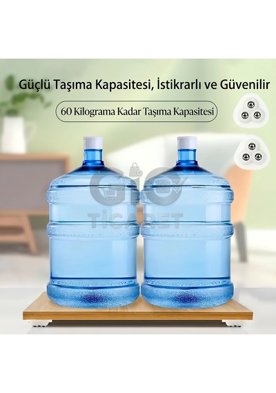 4'lü Kendinden Yapışkanlı 3 Bilyeli 360 Derece Dönebilen Eşya Kaydırıcı Mini Mobilya Tekerleği Plastik - Metal Beyaz