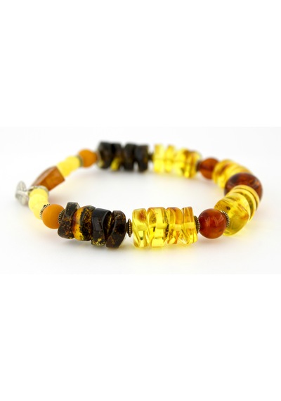 Kehribar Bileklik Özel Tasarım Ambergold Blk23-65 Çok Renkli