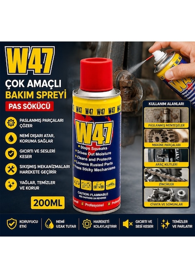 W-47 Çok Amaçlı Bakım Spreyi Pas Sökücü 200ml - 12'li Paket Diğer