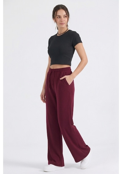 Thıff Gymwear Kadın Modal Kumaş Bağcıklı Eşofman Altı Bordo