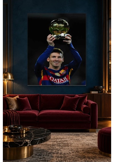 Fida Altın Topu Havaya Kaldıran Messi Canvas Tablo