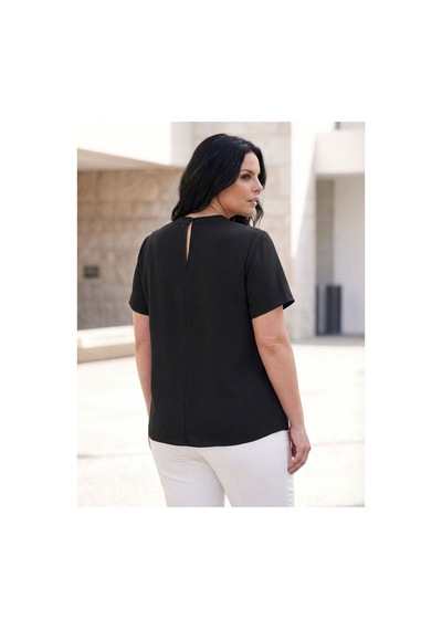 Hanezza V Yaka Ön Fırfırlı Bluz Siyah - 4940930 Siyah