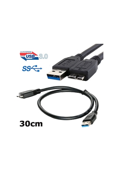 Micro Usb 3.0 Kablo Harddisk Kablosu 30Cm Şarj Data Kablosu