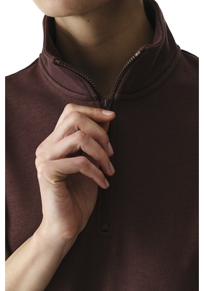 Penti Kahverengi Yarım Fermuarlı Kısa Kollu Pamuklu Sweatshirt