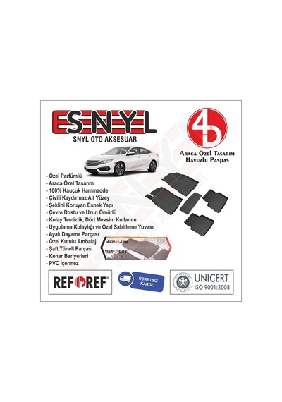 Honda Civic Sedan Fc5 4D Paspas ve Bagaj Havuzu 2016 ve Üstü