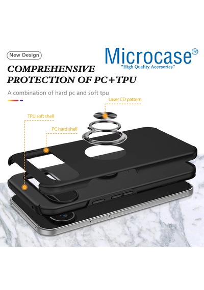 Microcase Google Pixel 10 Pro Xl İle Uyumlu Manyetik Mıknatıslı Yüzük Standlı Kılıf-al5139 Siyah