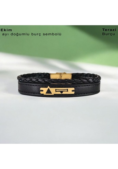 Ekim Ayı Doğumlarına Hakiki Siyah Derili 14 Ayar Altın Plakalı Üçgen Motifli Hediye Bileklik-390ay Ekim Ekim Ayı Doğumlarına Hakiki Siyah Derili 14 Ayar Altın Plakalı Üçgen Motifli Hediye Bileklik-390ay Ekim