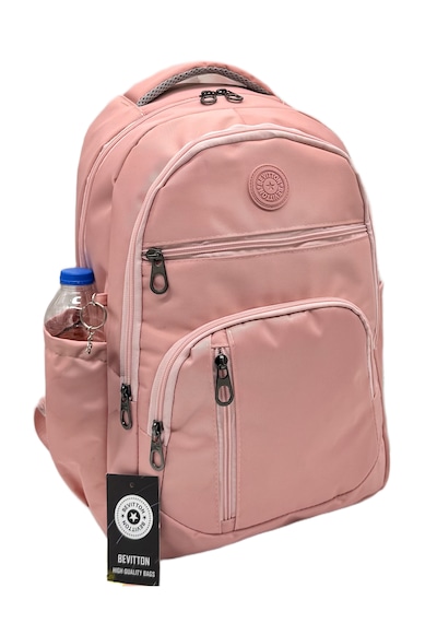 Çok Bölmeli Lüks Unisex Saten Suya Dayanıklı Kumaş Ortaokul Lise Okul Ve Sırt Çantası / 1700 Pudra Pembe