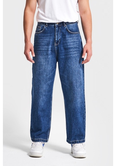 Itsbasic Erkek Koyu Mavi Renk 3w5-5 Loose Baggy Fit Bol Kesim Cep Nakış Detaylı Denim Jean Itsbasic Erkek Koyu Mavi Renk 3w5-5 Loose Baggy Fit Bol Kesim Cep Nakış Detaylı Denim Jean