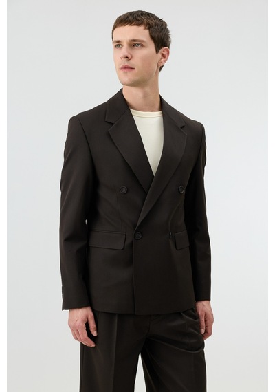 Antioch Relaxed Kruvaze Erkek Blazer Ceket Kahve