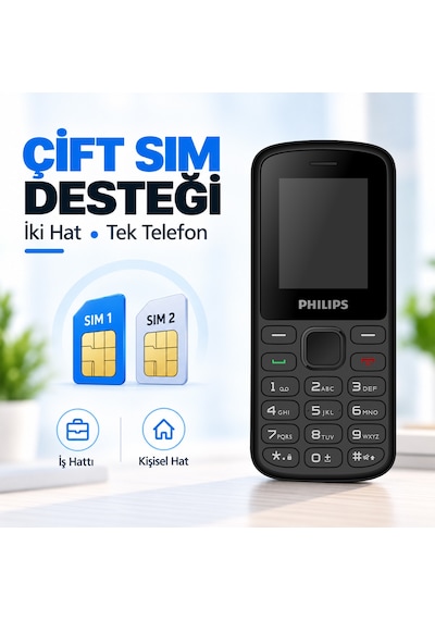 Philips E2101P Çift SIM Type-C 1.77" TFT Ekran FM Radyolu Tuşlu Cep Telefonu