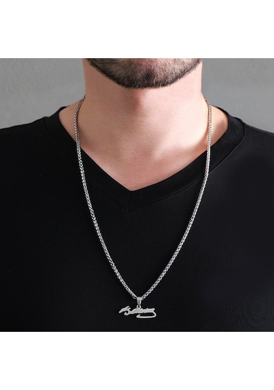 Atatürk Imzalı Silver Renk Çelik Erkek Kolye (507024735) Çok Renkli