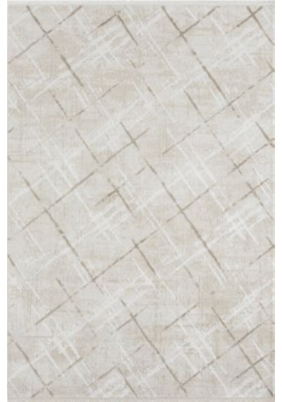 Modern Geometrik Desenli Krem Bej Salon Halısı Akrilik İplik Leke Tutmaz Şık Halı Çok Renkli