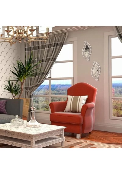 Znv Zenvia Mey İthalat 2'li Set Kırılmaz Pleksi Dekoratif Duvar Aynası - 20x35 Cm Yaprak Formlu 1. Sınıf Akrilik Renkli