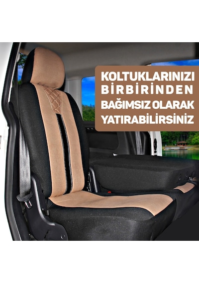 Pandami Ticari Oto Koltuk Kılıfı, Tam Set 5 Koltuk - Tay Tüyü / Taba