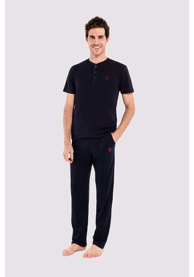 U.S. Polo Assn. Erkek Lacivert 3 lü Pijama Takım 12005 Lacivert
