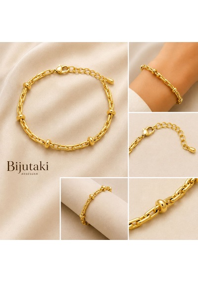 Halka Detaylı Zincir Bileklik Gold
