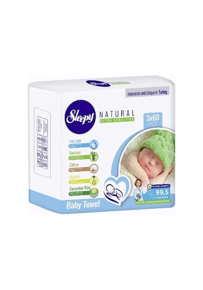Sleepy Islak Mendil 3X60'Lı Naturel Bebek