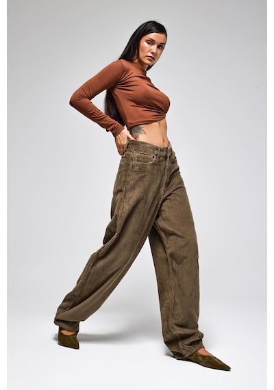 Itsbasic Kadın Haki Renk Cindy 26w5-82 Skater Fit Bol Kesim Kalın Fitilli Velvet Kadife Kumaş Pantolon Itsbasic Kadın Haki Renk Cindy 26w5-82 Skater Fit Bol Kesim Kalın Fitilli Velvet Kadife Kumaş Pantolon