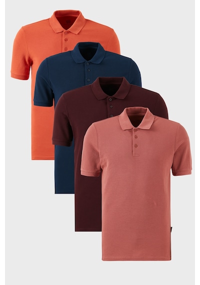 Buratti Pamuklu Regular Fit Düğmeli Polo Yaka 4'Lü Paket Erkek T Shirt 5902127S4 Vişne-Indigo-Tarçın-Gül