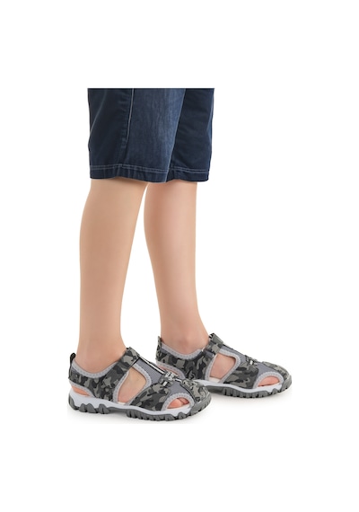 Kiko Kids Erkek Çocuk Sandalet Arz 2399 Gri Kamuflaj Gri