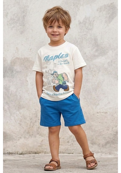 Dmb Kids Erkek Çocuk Penye Şortlu Takım Dmb-7637 Ekru
