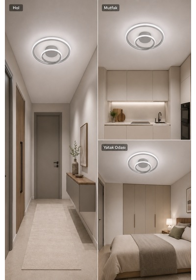 AvizeGO Omisa Led Plafonyer Avize Beyaz Işık Gri