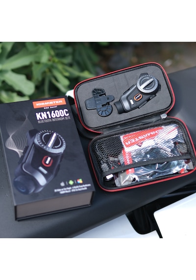 Knmaster KN1600C Motosiklet Kask Bluetooth Intercom Kulaklık Seti Siyah