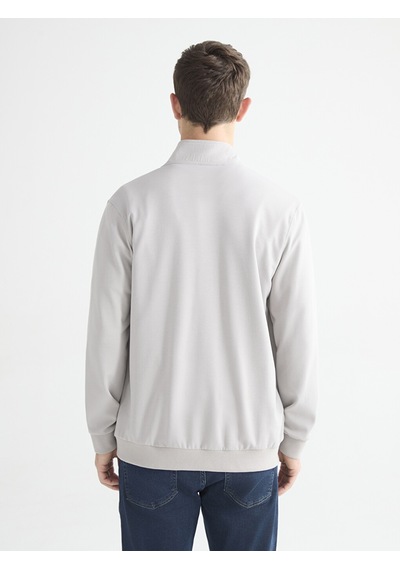LC Waikiki Lc Waıkıkı Gri Rahat Kalıp Dik Yaka Erkek Fermuarlı Sweatshirt