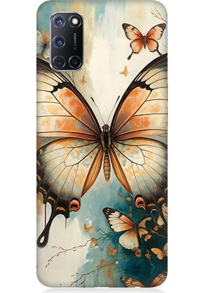 Oppo A72 Uyumlu Zarif Kanatlı Kelebek Desenli Silikon Kılıf Çok Renkli