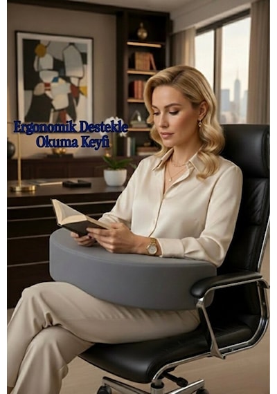 Vıscora Ergonomik Okuma Çalışma Minderi Space Memory Foam Bel & Boyun Destekli Gri