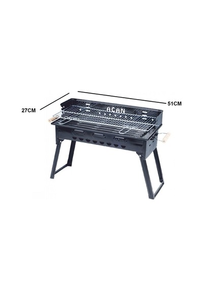 Pervazlı Emaye Mangal P3 Battal Boy Barbekü Çift Kömürlü Izgara Katlanır Ayaklı 27x51cm Diğer