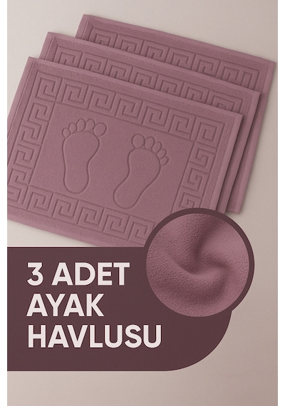 3 Adet %100 Pamuk En Iyi Emici Ayak Havlusu : Konforlu Banyo Paspası 50x70cm Terra Mürdüm