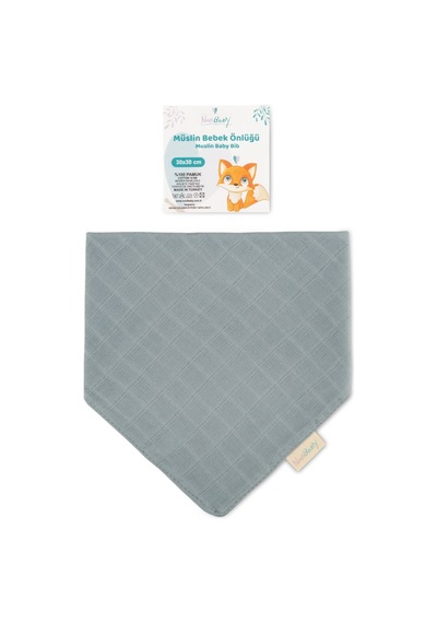 Novibaby Müslin Bebek Fular Önlük – Petrol – Mama Önlüğü Salya Bezi Ağız Mendili Bandana 30x30cm Petrol Mavisi