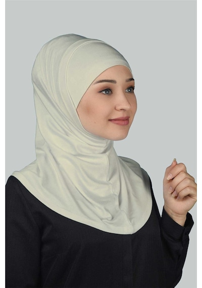 Altobeh İkili Set Pratik Eşarp Hazır Türban ve Hijab Tesettür Bonesi - Krem