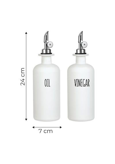 2'li Akıllı Otomatik Kapaklı Cam Yağlık Sirkelik Seti 500 Ml - Nordic Beyaz Yağdanlık Seti Beyaz