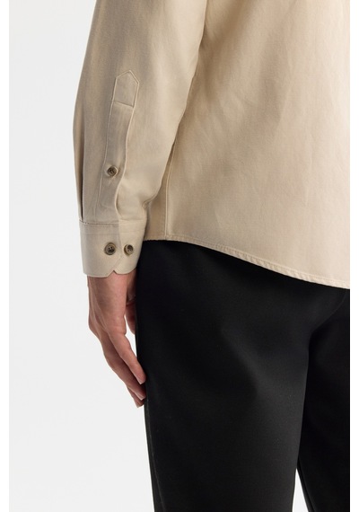 Avva Erkek Bej Düğmeli Yaka Pamuklu Soft Touch Regular Fit Gömlek B002036