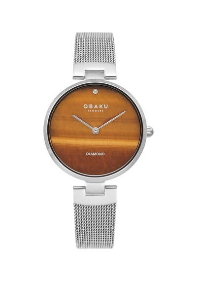 Obaku Denmark V256lhcnmc-dted Quartz Hasır Gri Kahverengi Kadran 32 Mm Kadın Kol Saati Gri